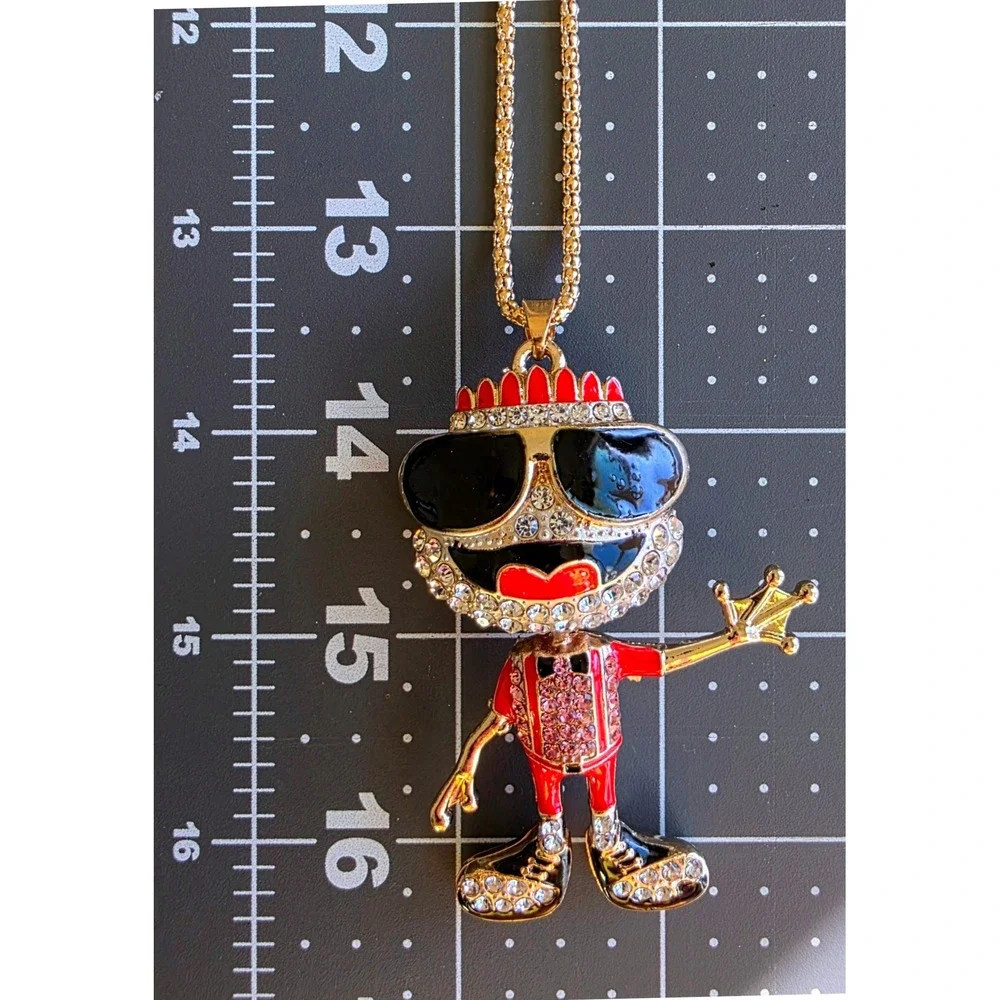 Betsey Johnson‎ King Frog Prince Pendant Gold Tone Necklace Rhinestone